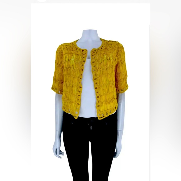 Diane von Furstenberg Yellow Guelda Crochet macrame Bolero. - Picture 1 of 5